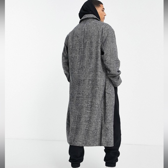 ASOS DESIGN oversized overcoat in gray check (brand new) - Picture 3 of 5